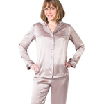Women's  Mulberry Silk Pajama Set Taupe -  Silk Pajama - Forster's Finery Fine Silk Products
