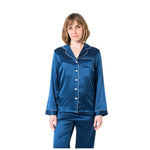 Women's Mulberry Silk Pajama Set Navy Blue -  Silk Pajama - Forster's Finery Fine Silk Products
