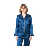 Women's Mulberry Silk Pajama Set Navy Blue - Silk Pajama - Forster's Finery Fine Silk Products