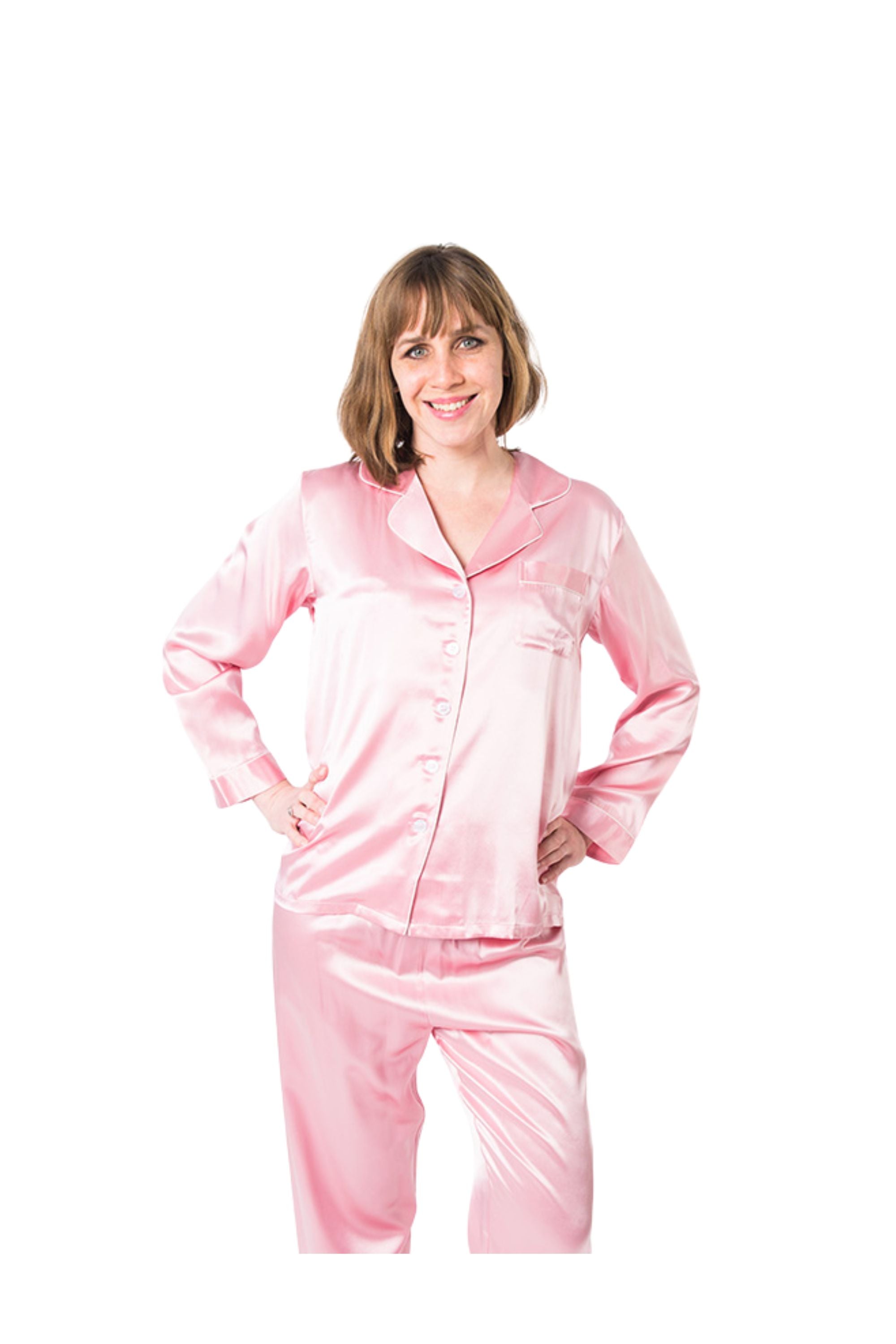 Women's Mulberry Silk Pajama Set Pink - Silk Pajama - Forster's Finery Fine Silk Products