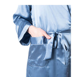 Women's Mulberry Silk Robe Twilight with Black Collar - Silk Robes - Forster's Finery Fine Silk Products