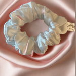 White Silk Hair Scrunchie -  Silk Scrunchy - Forster's Finery Fine Silk Products