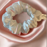 White Silk Hair Scrunchie - Silk Scrunchy - Forster's Finery Fine Silk Products