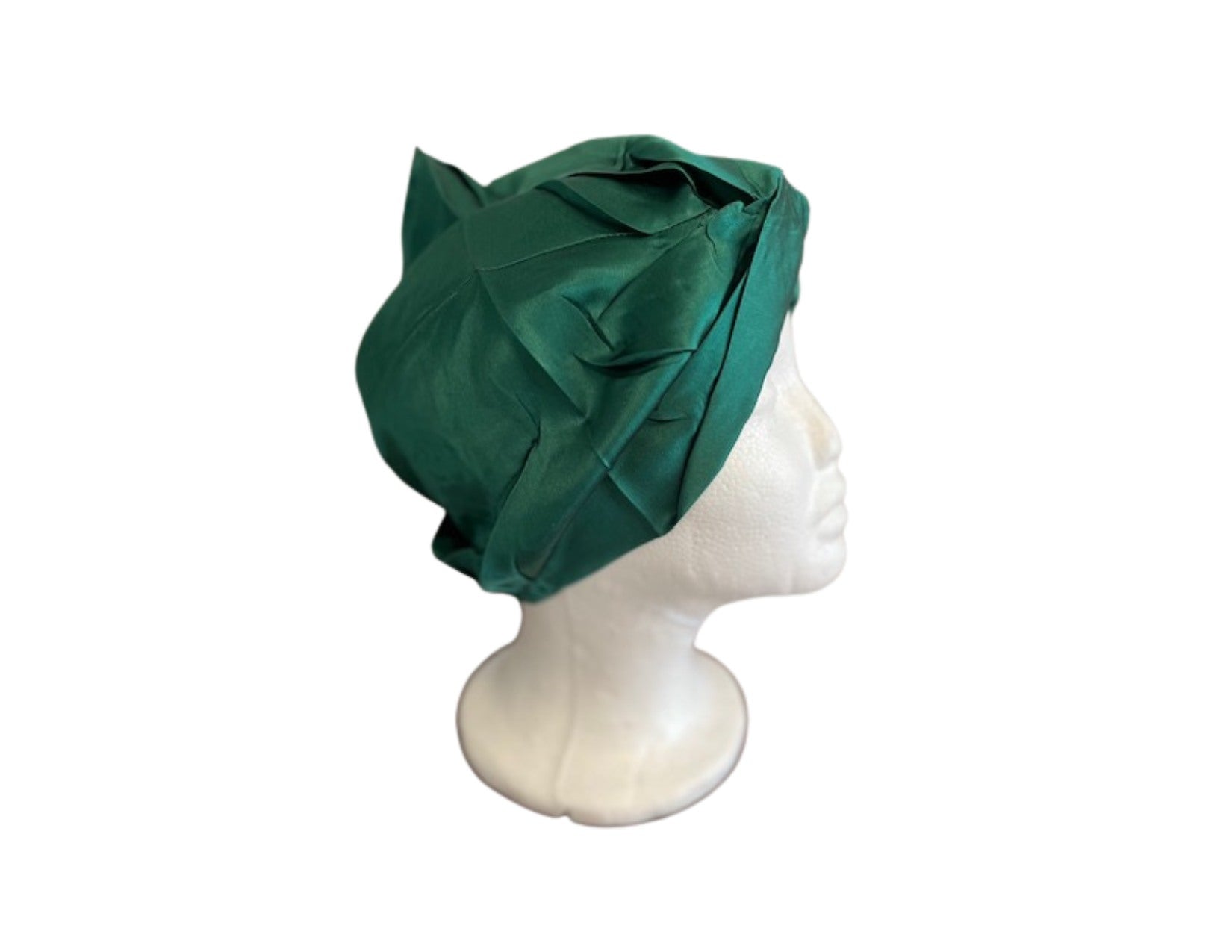 Silk Bonnet Dk Green (Twisted Design) - Silk Night Cap - Forster's Finery Fine Silk Products