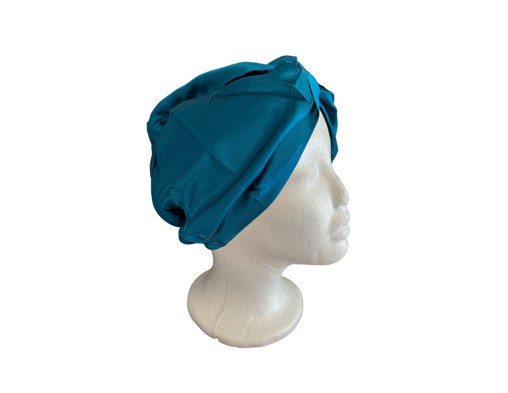 Silk Bonnet Light Blue (Twisted Design) - Silk Night Cap - Forster's Finery Fine Silk Products