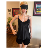 Women's Mulberry Silk Camisole Pajama Set Black - Silk Pajama - Forster's Finery Fine Silk Products