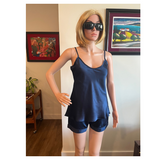 Women's Mulberry Silk Camisole Pajama Set Navy Blue - Silk Pajama - Forster's Finery Fine Silk Products