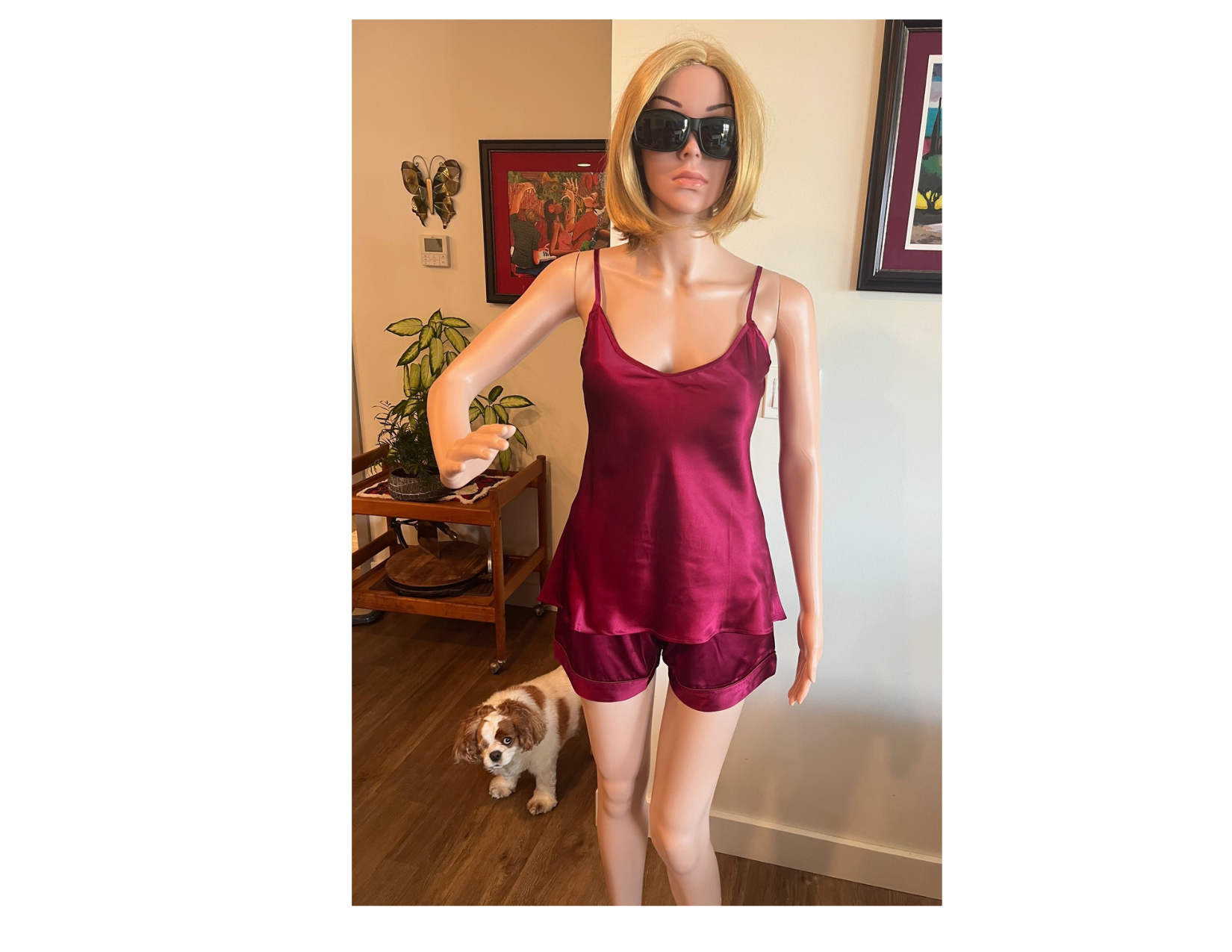 Women's Mulberry Silk Camisole Pajama Set Wine - Silk Pajama - Forster's Finery Fine Silk Products