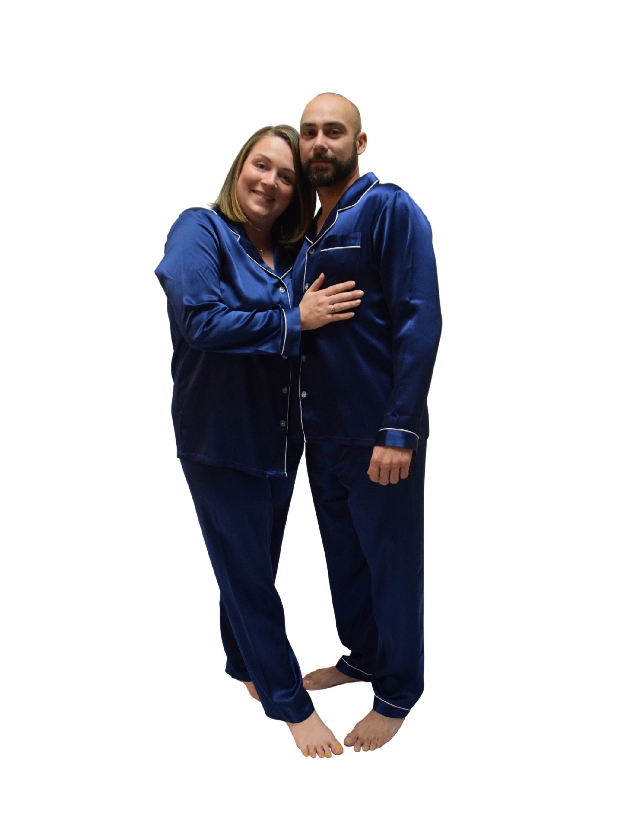 Women's Mulberry Silk Pajama Set Navy Blue - Silk Pajama - Forster's Finery Fine Silk Products