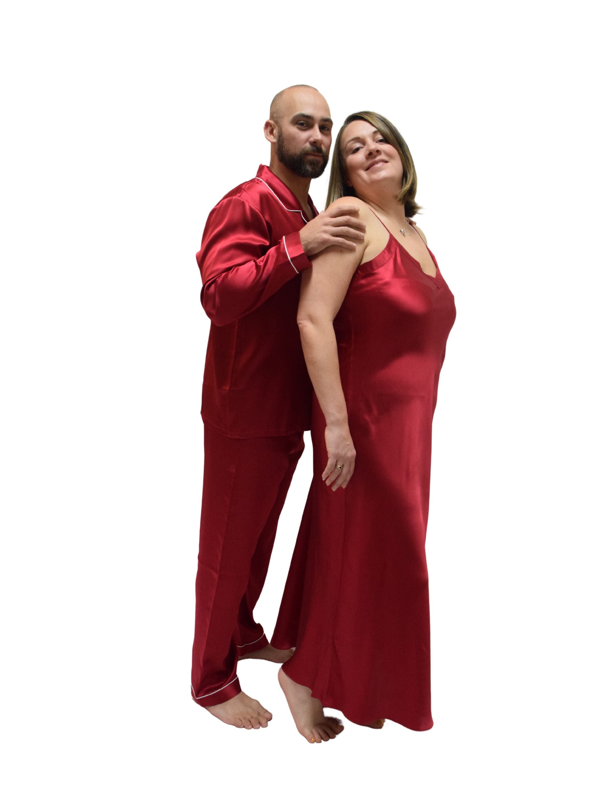 Men's Mulberry Silk Pajama Set Red - Silk Pajamas - Forster's Finery Fine Silk Products