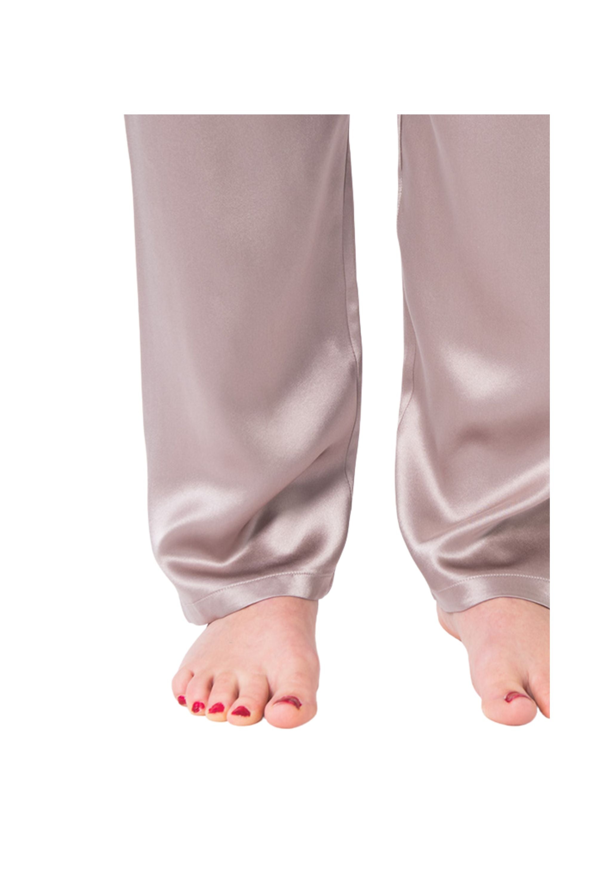 Women's Mulberry Silk Pajama Set Taupe - Silk Pajama - Forster's Finery Fine Silk Products