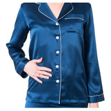Women's Mulberry Silk Pajama Set Navy Blue - Silk Pajama - Forster's Finery Fine Silk Products
