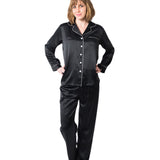 Women's Mulberry Silk Pajama Set Black - Womens Silk Pajama - Forster's Finery Fine Silk Products