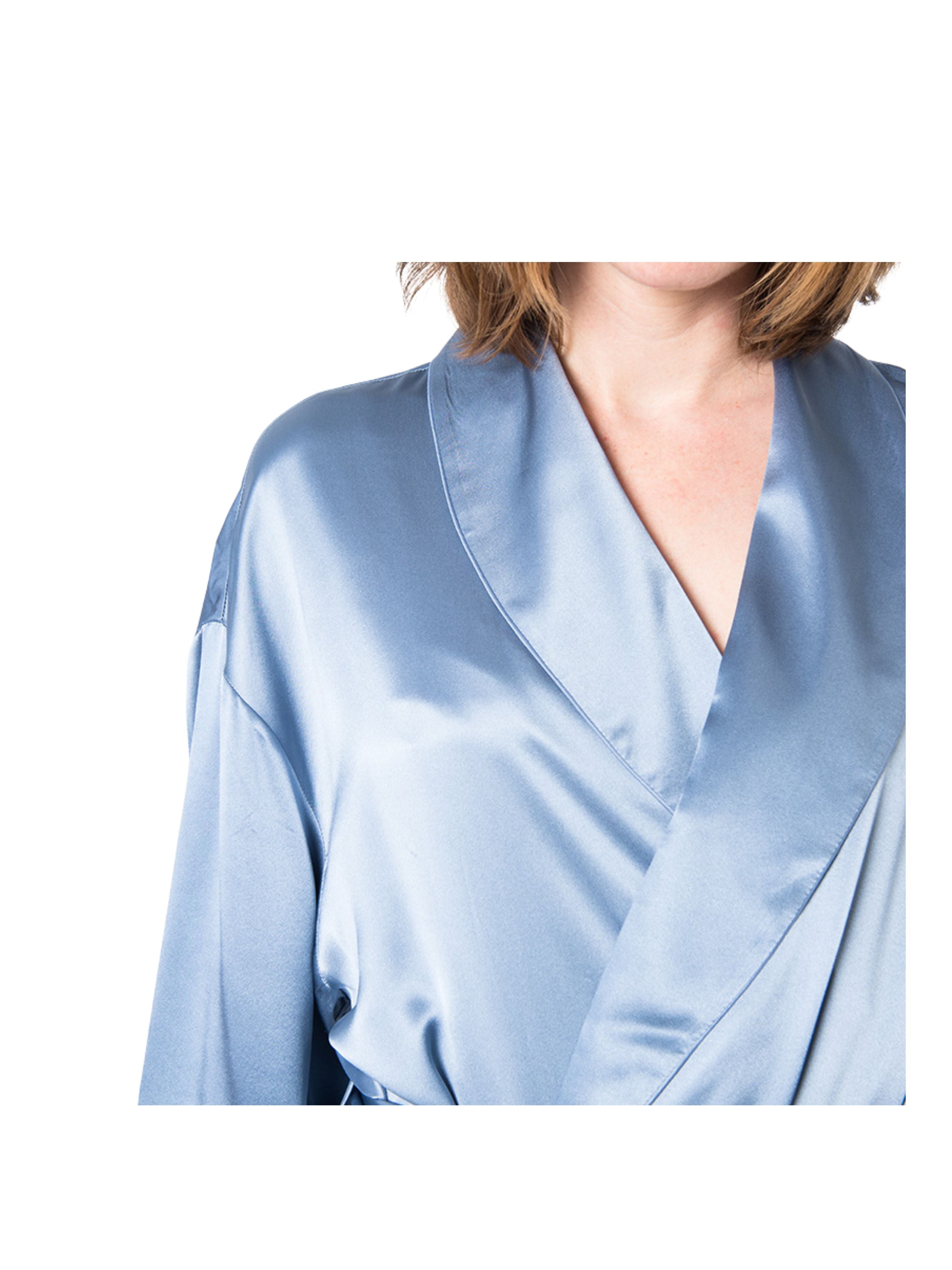 Women's Mulberry Silk Robe Twilight Blue - Silk Robes - Forster's Finery Fine Silk Products