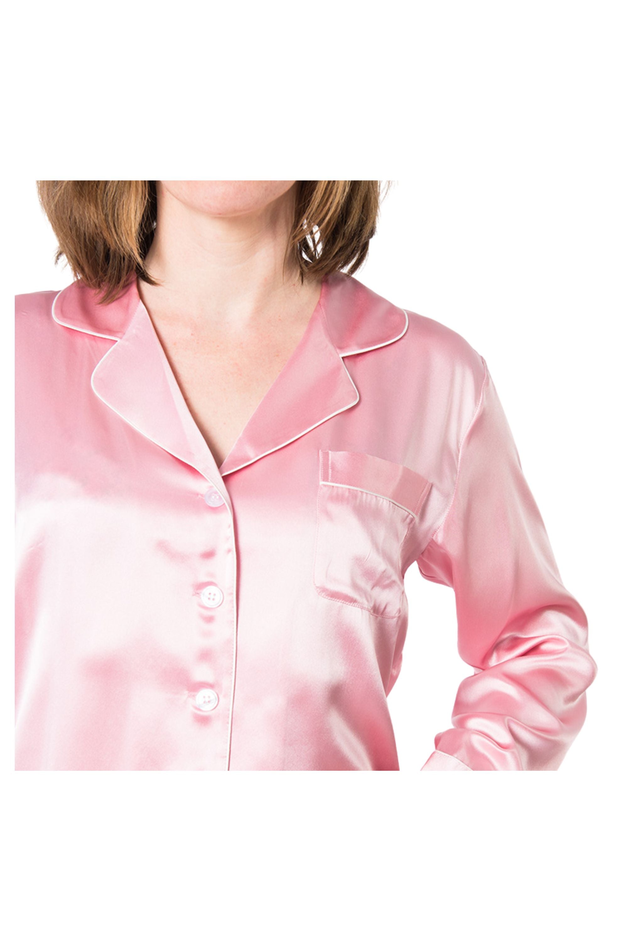 Women's Mulberry Silk Pajama Set Pink - Silk Pajama - Forster's Finery Fine Silk Products
