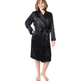 Women's Mulberry Silk Robe Black - Silk Robes - Forster's Finery Fine Silk Products
