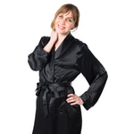 Women's  Mulberry Silk Robe Black -  Silk Robes - Forster's Finery Fine Silk Products
