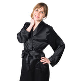 Women's Mulberry Silk Robe Black - Silk Robes - Forster's Finery Fine Silk Products