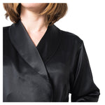 Women's  Mulberry Silk Robe Black -  Silk Robes - Forster's Finery Fine Silk Products
