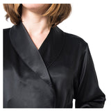 Women's Mulberry Silk Robe Black - Silk Robes - Forster's Finery Fine Silk Products