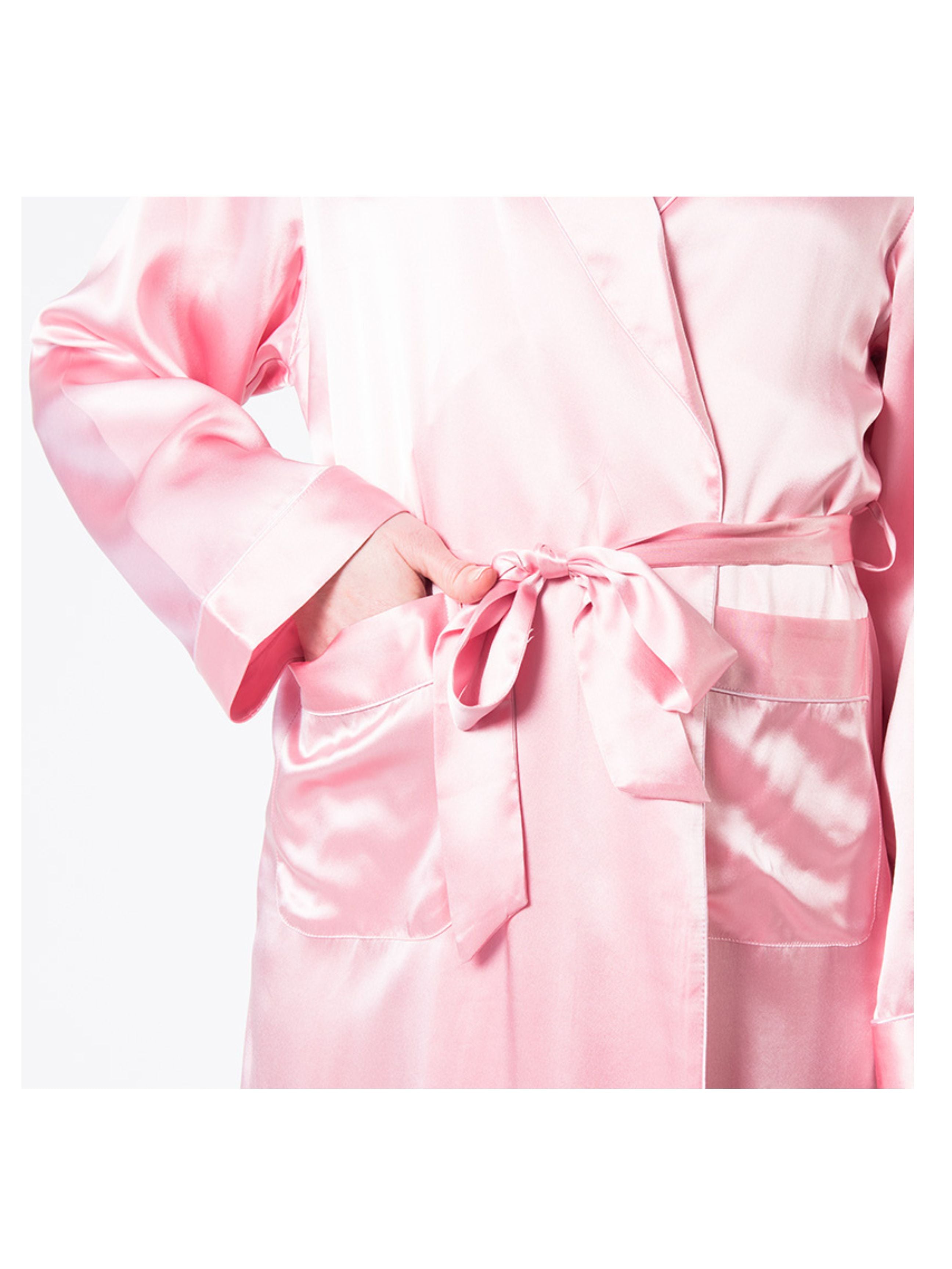Women's Mulberry Silk Robe Pink - Silk Robes - Forster's Finery Fine Silk Products