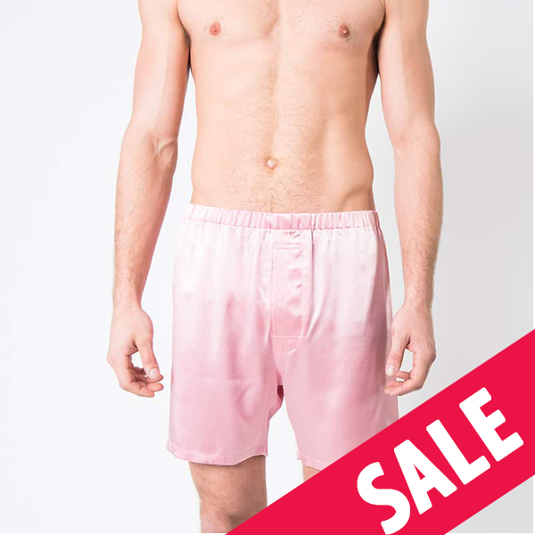 Men's Pink Mulberry Silk Boxer Short with button bly - Silk Boxer Shorts - Forster's Finery Fine Silk Products