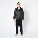 Men's Mulberry Silk Pajama Set Black - Silk Pajama - Forster's Finery Fine Silk Products