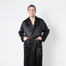  Men's Black Robe - Large / Extra Large - FF-Mensrobe-L/XL-Black -  - Luxurious Fine Silk by Forsters Finery