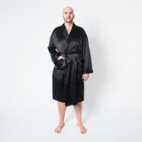  Men's Black Robe - Plus Size - FF-Mensrobe-PLUS-Black -  - Luxurious Fine Silk by Forsters Finery