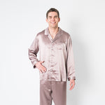 Men's Mulberry Silk Pajama Set Taupe -  Silk Pajama - Forster's Finery Fine Silk Products