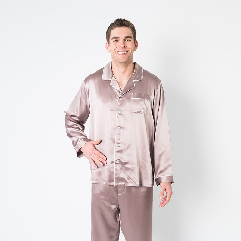  Men's Taupe Pajama Set - 4X - FF-MensPajama-4X-Taupe -  - Luxurious Fine Silk by Forsters Finery
