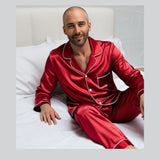 Men's Mulberry Silk Pajama Set Red