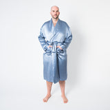 Men's Mulberry Silk Robe Twilight Blue - Silk Robes - Forster's Finery Fine Silk Products