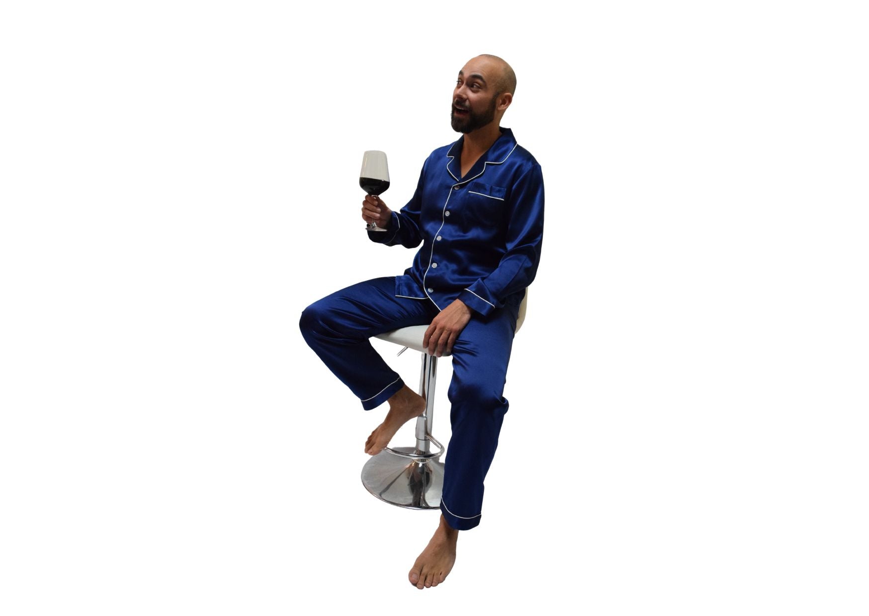 Men's Mulberry Silk Pajama Set Navy Blue - Silk Pajamas - Forster's Finery Fine Silk Products