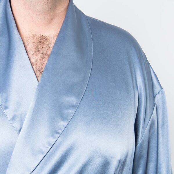 Men's Mulberry Silk Robe Twilight Blue - Silk Robes - Forster's Finery Fine Silk Products