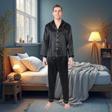 Men's Mulberry Silk Pajama Set Black
