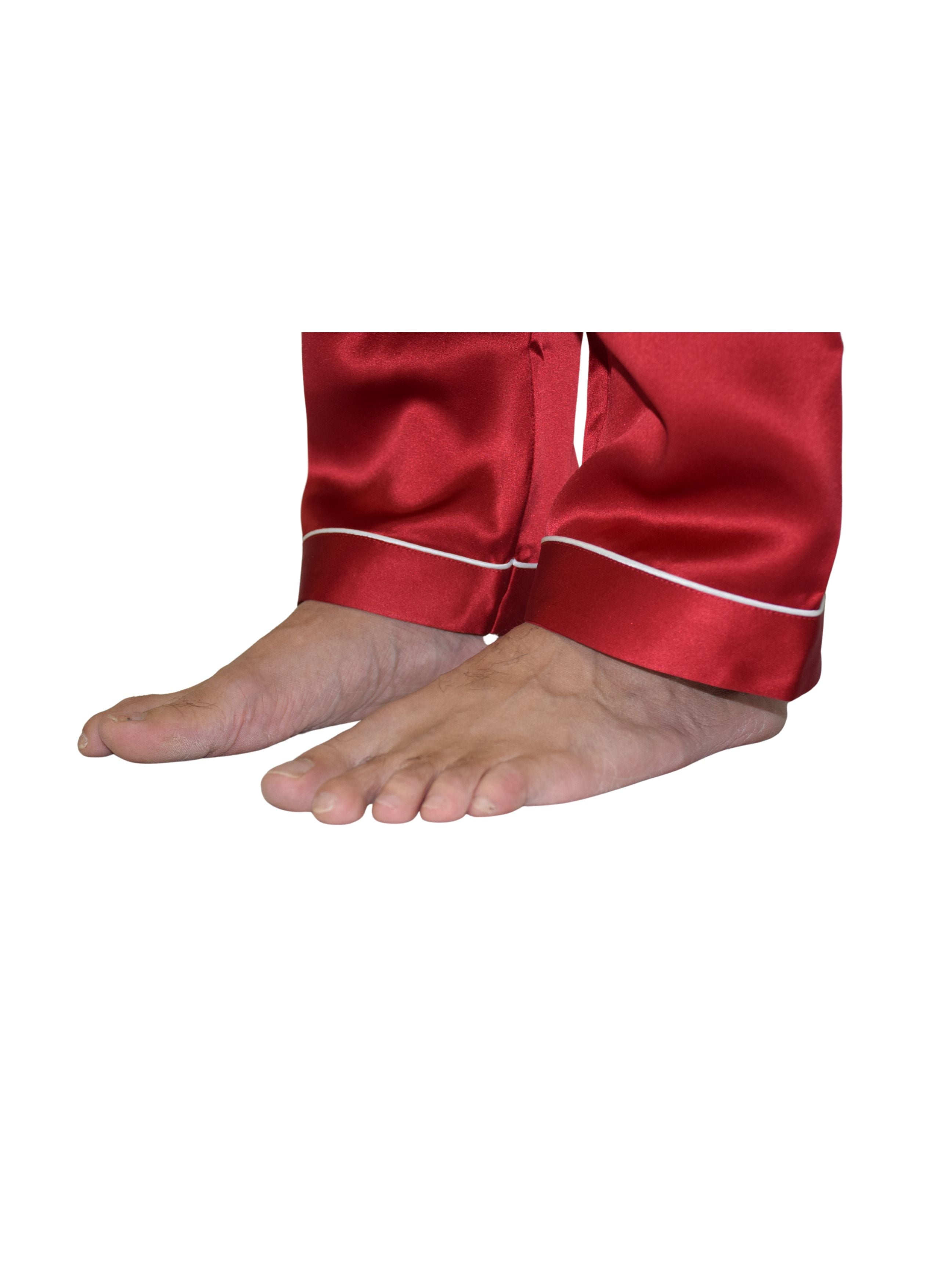 Men's Mulberry Silk Pajama Set Red - Silk Pajamas - Forster's Finery Fine Silk Products