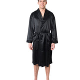 Men's Mulberry Silk Robe Black - Silk Robes - Forster's Finery Fine Silk Products