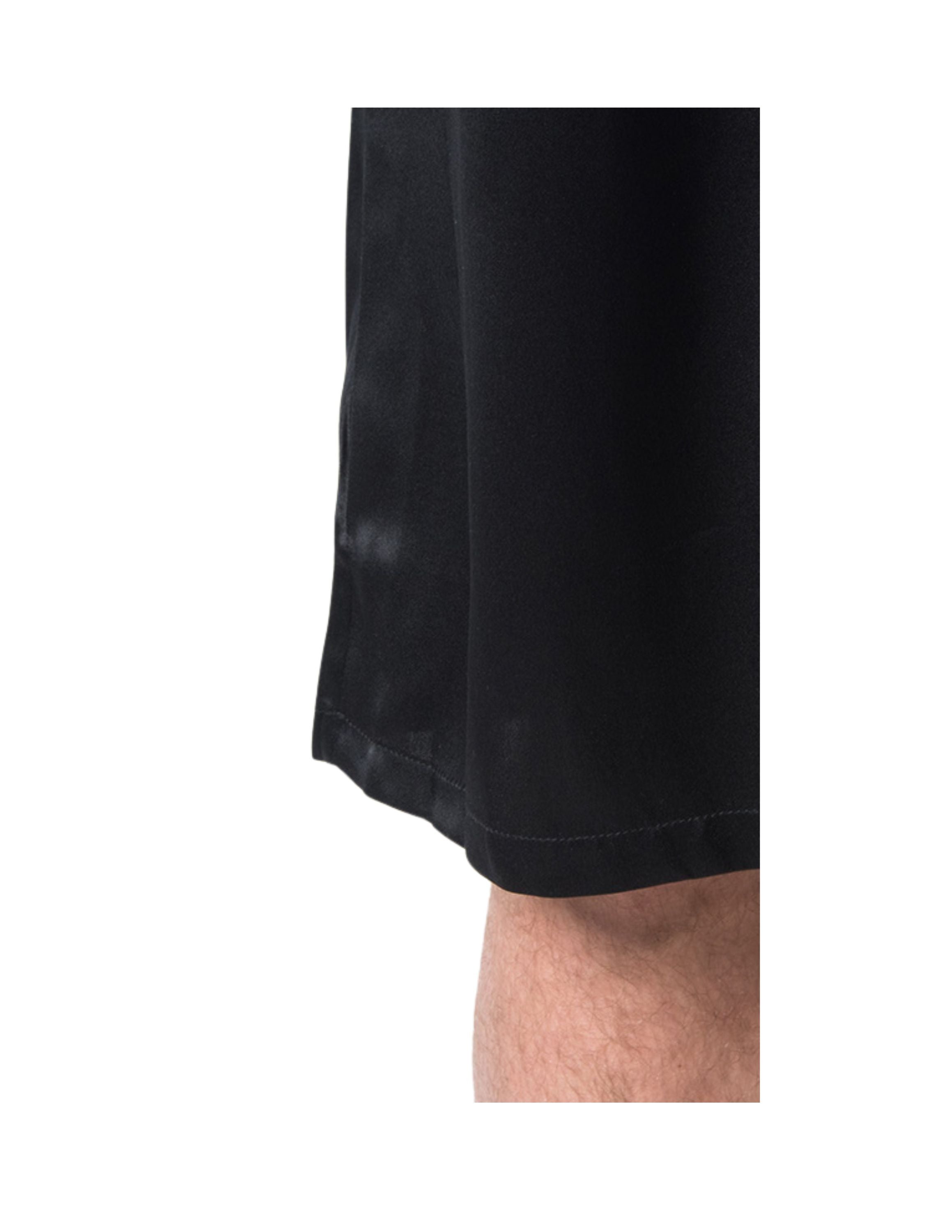Men's Mulberry Silk Robe Black with Twilight Blue Collar - Silk Robes - Forster's Finery Fine Silk Products
