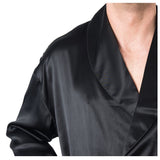 Men's Mulberry Silk Robe Black - Silk Robes - Forster's Finery Fine Silk Products