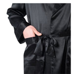 Men's Mulberry Silk Robe Black with Twilight Blue Collar -  Silk Robes - Forster's Finery Fine Silk Products
