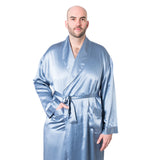 Men's Mulberry Silk Robe Twilight Blue - Silk Robes - Forster's Finery Fine Silk Products