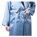 Men's Mulberry Silk Robe  Twilight Blue with Black Collar -  Silk Robes - Forster's Finery Fine Silk Products