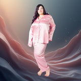 Women's Plus Size Mulberry Silk Pajama Set Pink