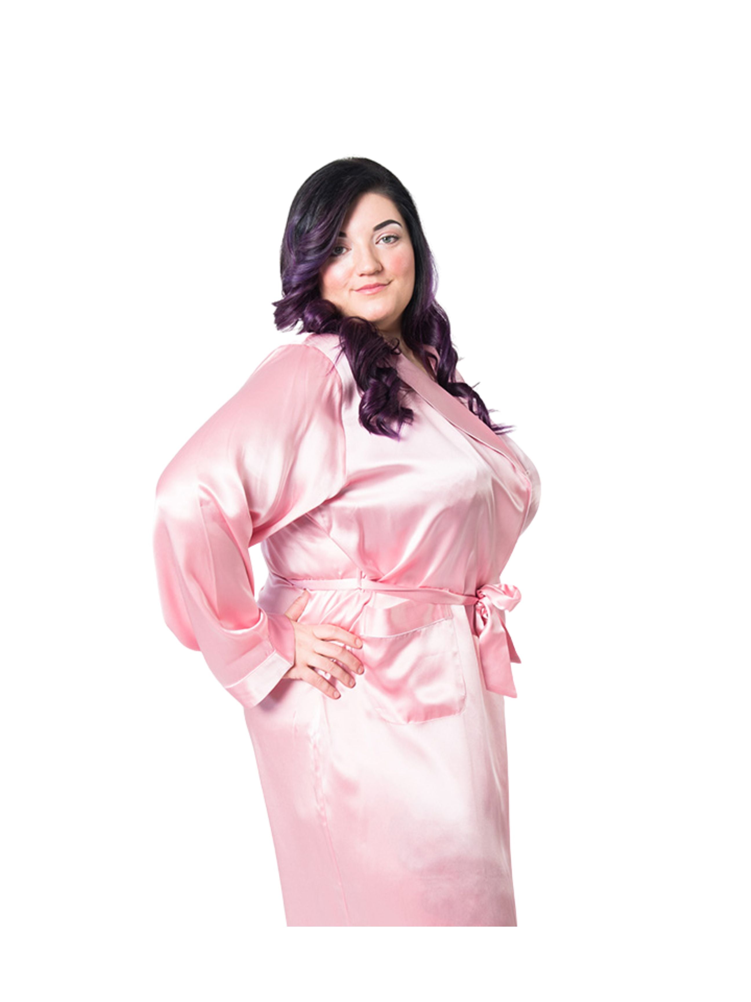Women's Mulberry Silk Robe Pink - Silk Robes - Forster's Finery Fine Silk Products