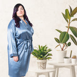 Women's  Mulberry Silk Robe Twilight Blue