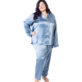 Women's Plus Size Mulberry Silk Pajama Set Twilight Blue - Silk Pajama - Forster's Finery Fine Silk Products