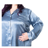 Women's Plus Size Mulberry Silk Pajama Set Twilight Blue - Silk Pajama - Forster's Finery Fine Silk Products