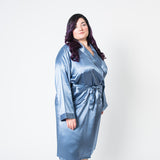 Women's Mulberry Silk Robe Twilight Blue - Silk Robes - Forster's Finery Fine Silk Products
