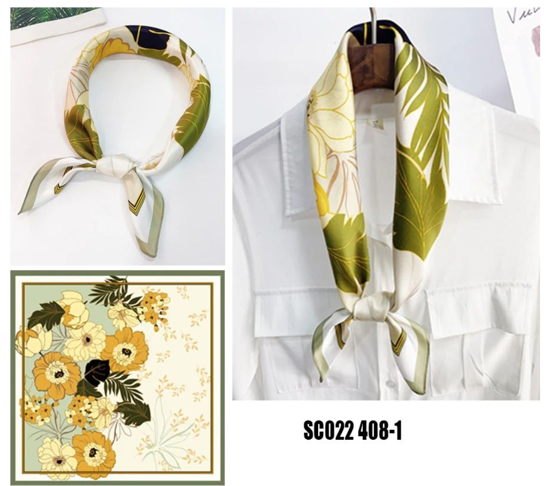  Forsters Finery Silk Scarves. 68cm x 68cm/27inx27in Square - Fanny Bay Flora-408-1 - SC022-408-1 -  - Luxurious Fine Silk by Forsters Finery